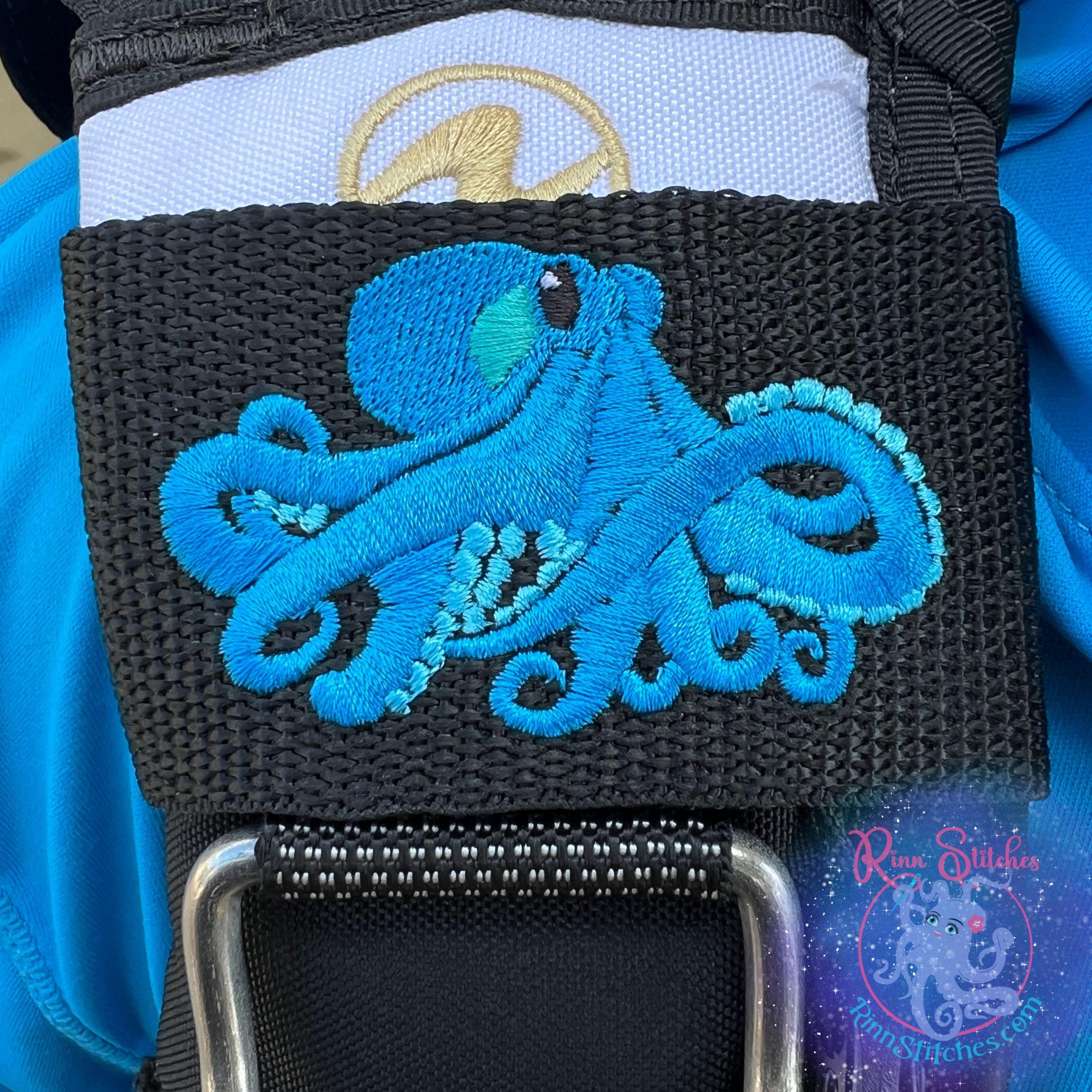 Octopus BCD Tag in Ocean and Blue Skies Thread Colors - Made in Maui - Scuba Diving Accessories