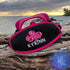 Personalized Mask Strap Covers | Dive Your Vibe | Maui Made | Fuchsia and Pink Octopus Design with the name Kyrinn in white thread in our Waikiki Font | Embroidered Scuba Accessories