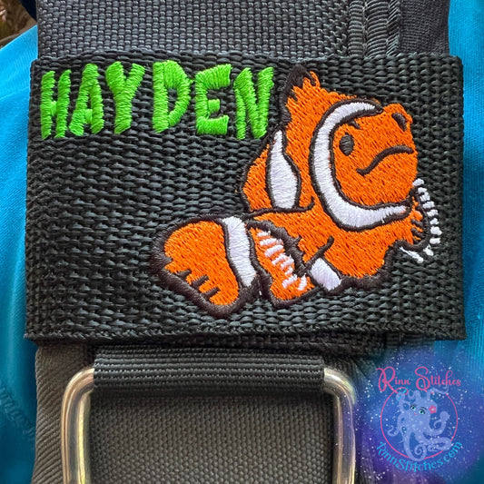 Clown Fish Personalized BCD Tag By Rinn Stitches on Maui, Hawaii