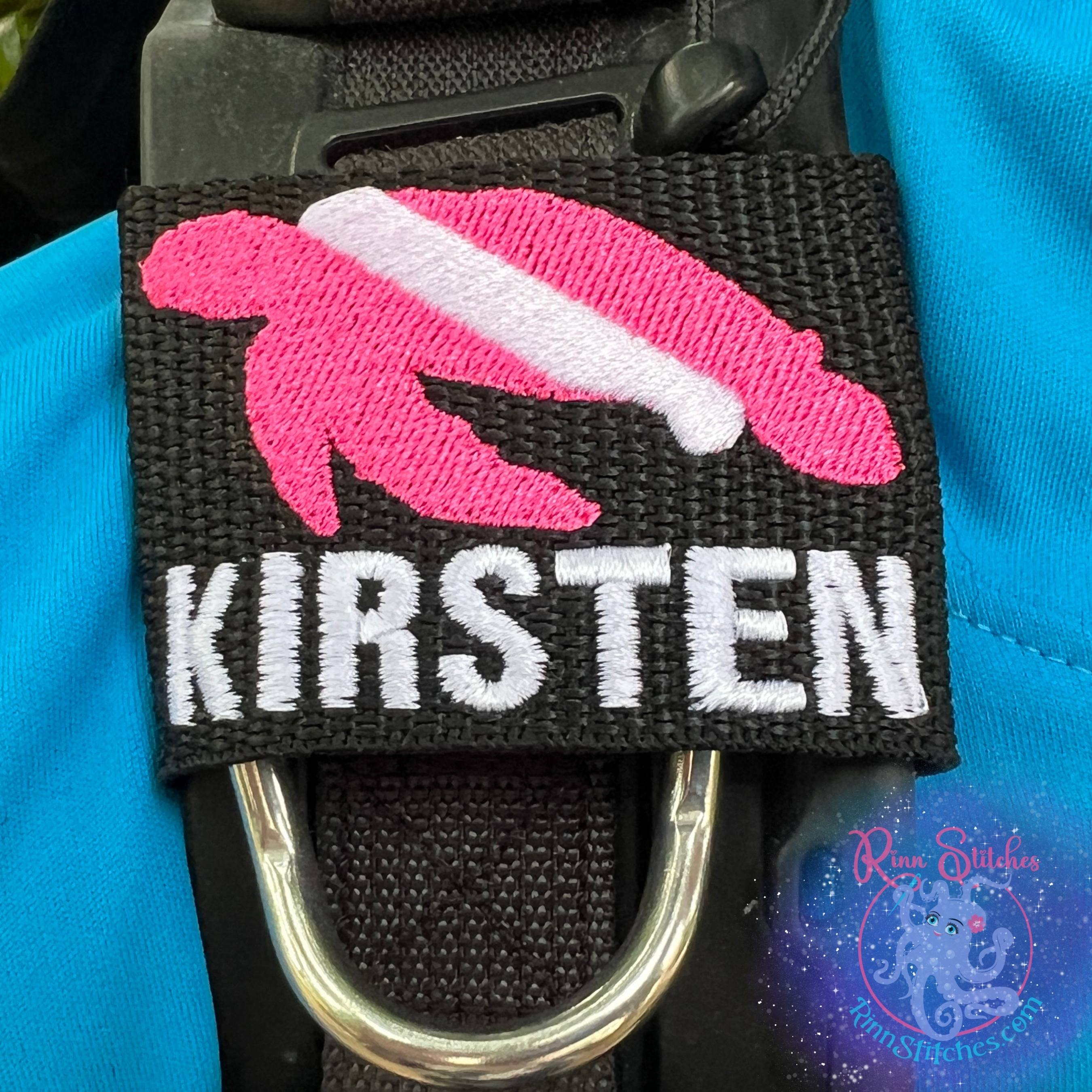 Dive Flag Sea Turtle Personalized BCD Tag By Rinn Stitches on Maui, Hawaii