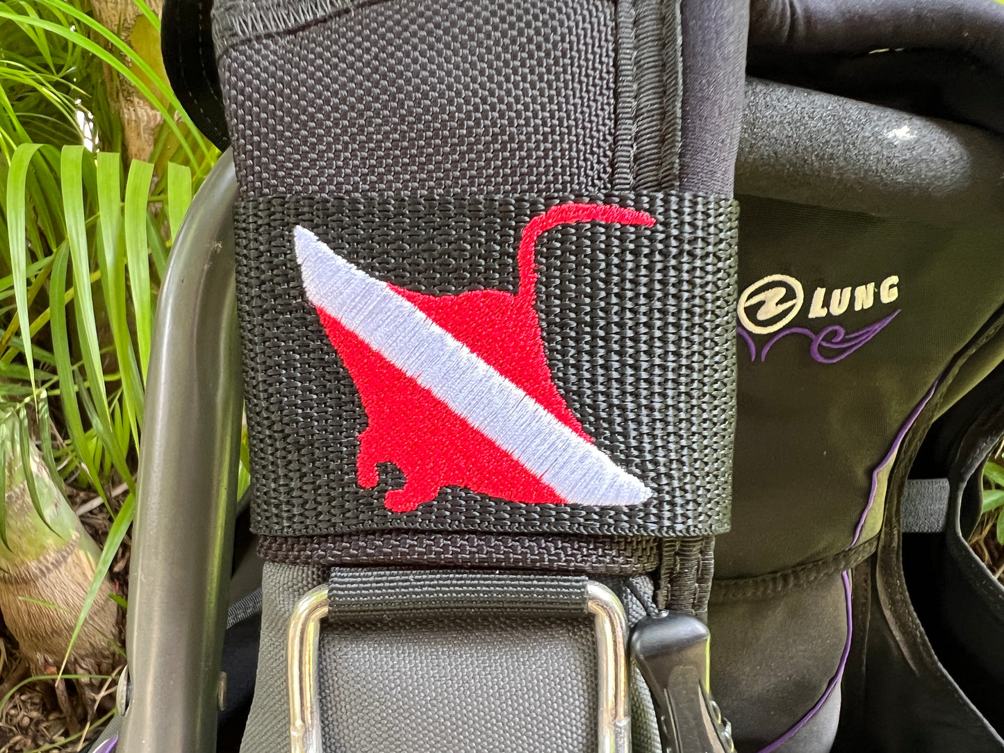 Dive Flag Manta Ray Customizable BCD Identification Tag