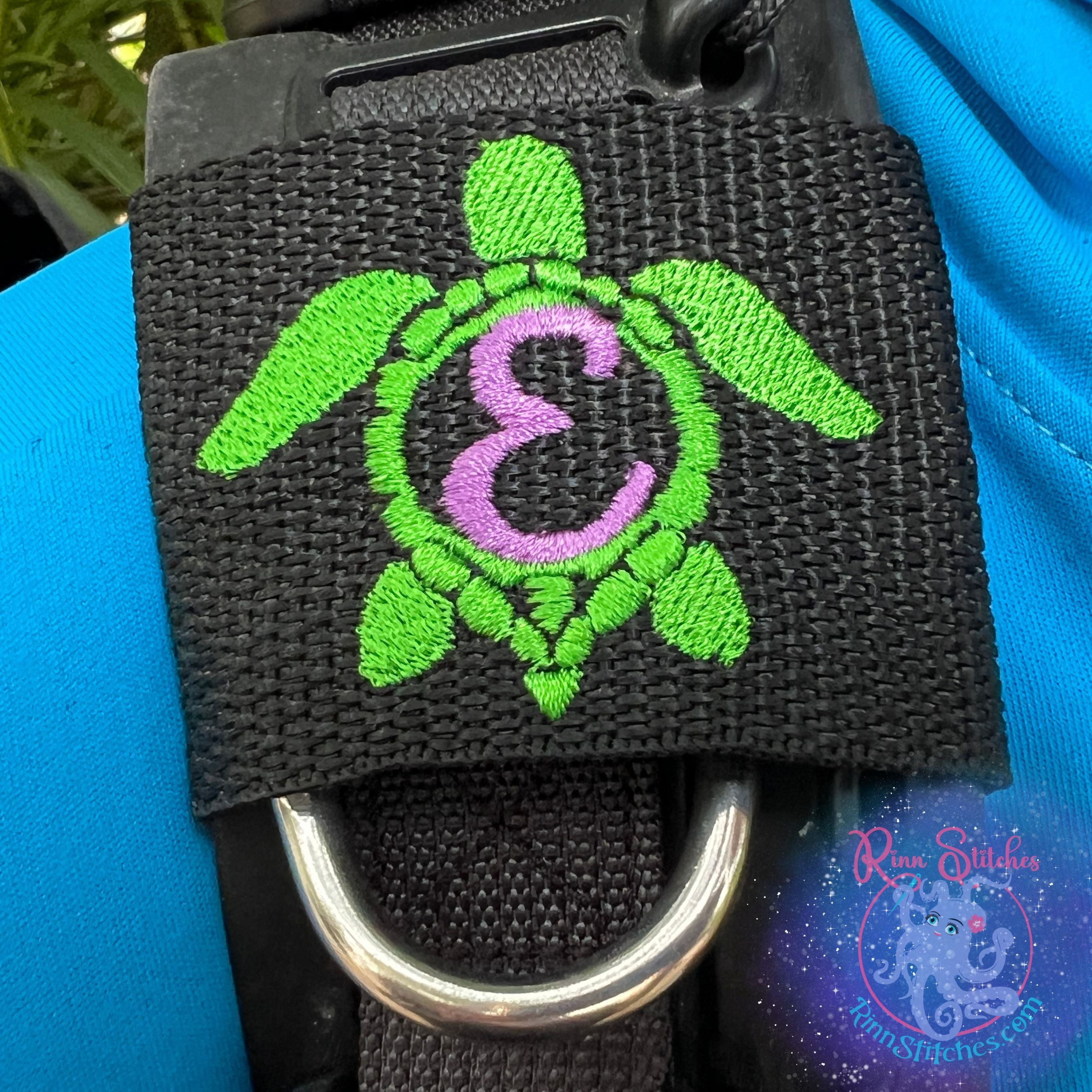 Sea Turtle (Honu) Personalized BCD Tag By Rinn Stitches on Maui, Hawaii