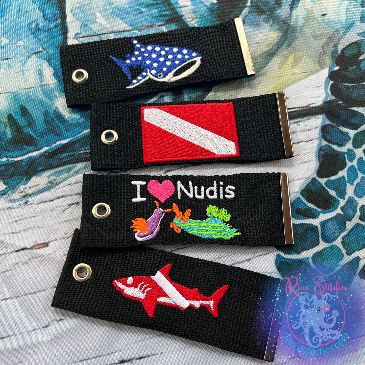 Blue Nudi - Nudibranch Luggage Tag, Personalized Embroidered Bag Tag for all your Travel needs