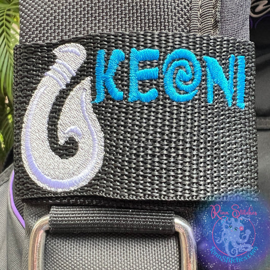Maui Fish Hook Personalized BCD Tag  By Rinn Stitches on Maui, Hawaii