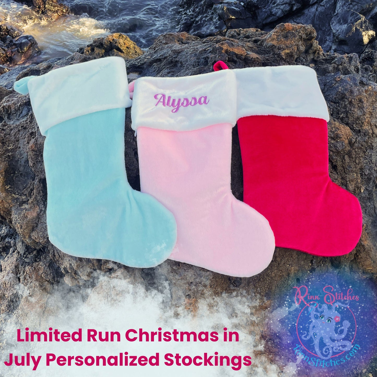 ✨ Limited Run Christmas in July Personalized Embroidered Stockings 🎅🌴
