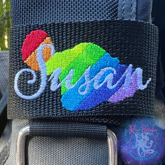 Rainbow Maui Personalized BCD Tag by Rinn Stitches on Maui, Hawaii