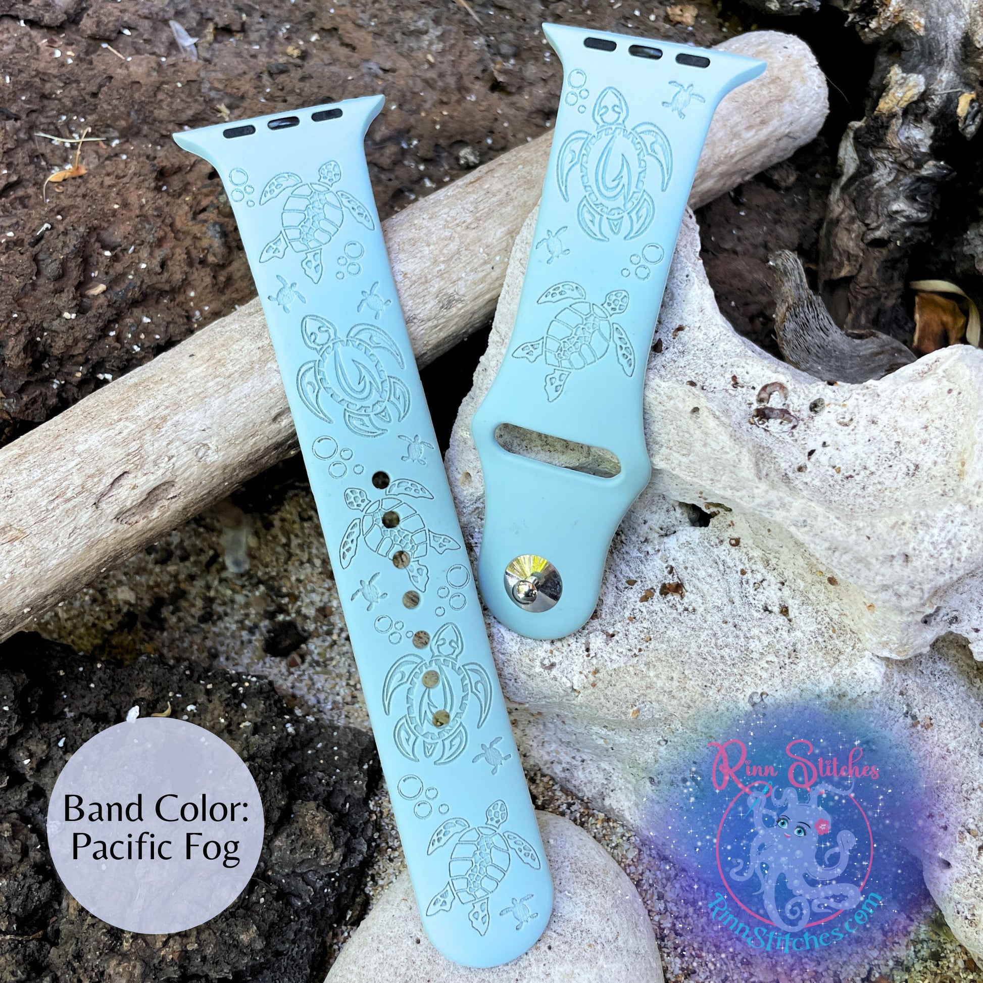 Sea Turtles Hawaiian Honus Silicone Apple Watch Band - Laser Engraved