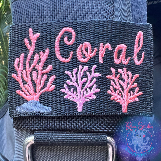 Coral Personalized BCD Tag by Rinn Stitches on Maui, Hawaii