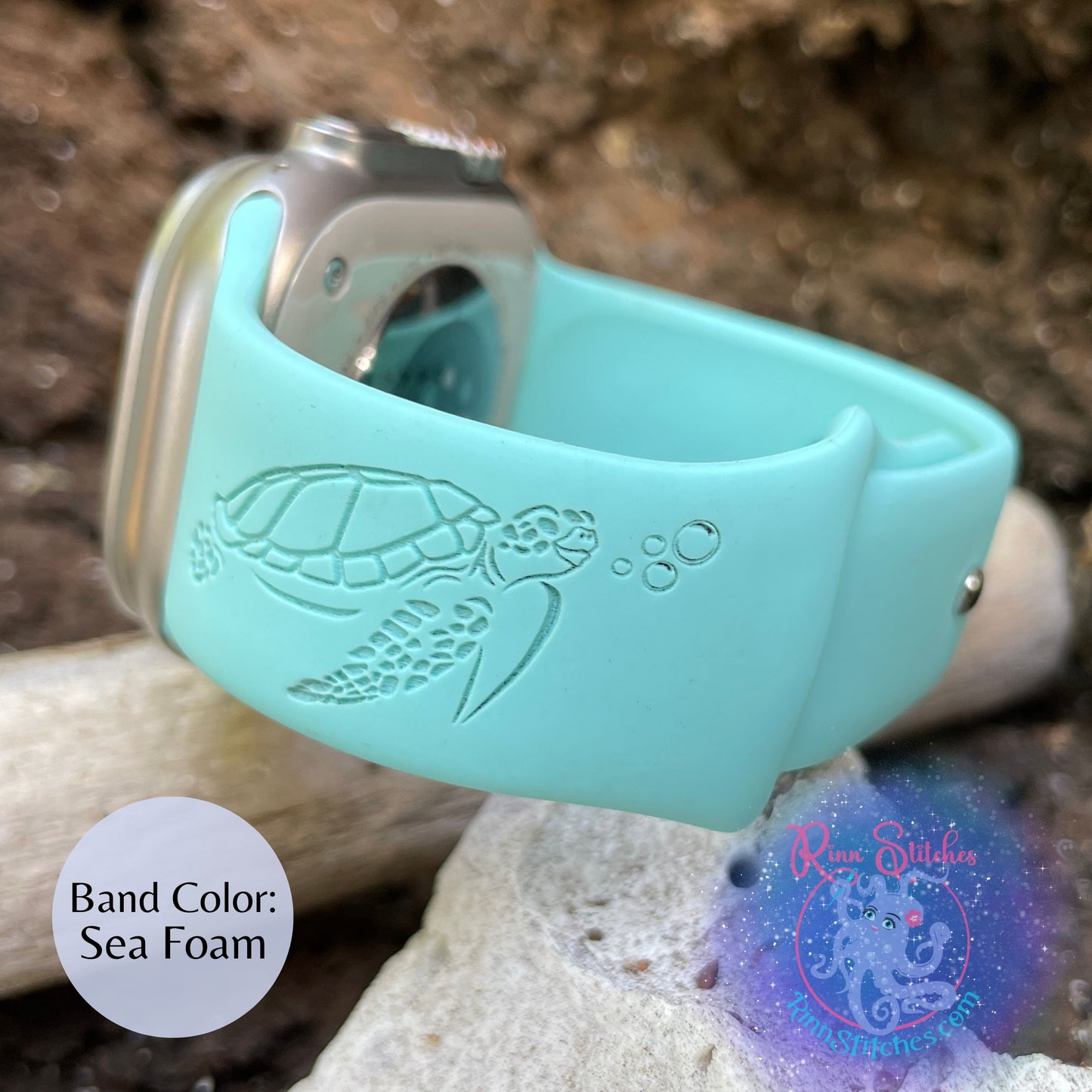 Sea Turtle Silicone Apple Watch Band - Laser Engraved