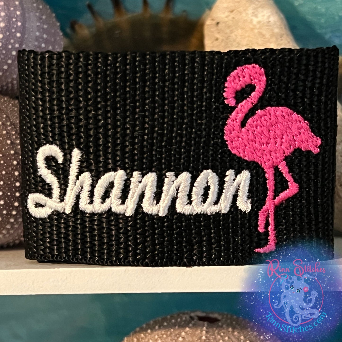 Flamingo Personalized BCD Tag By Rinn Stitches on Maui, Hawaii