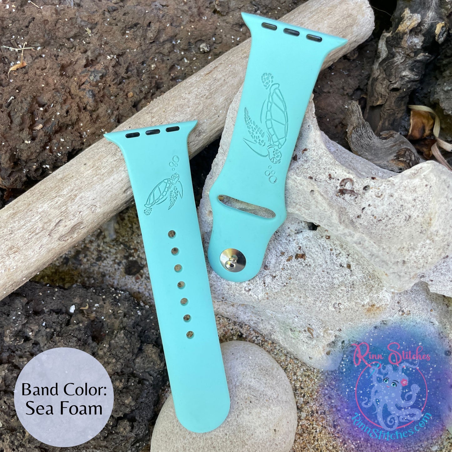 Sea Turtle Silicone Apple Watch Band - Laser Engraved