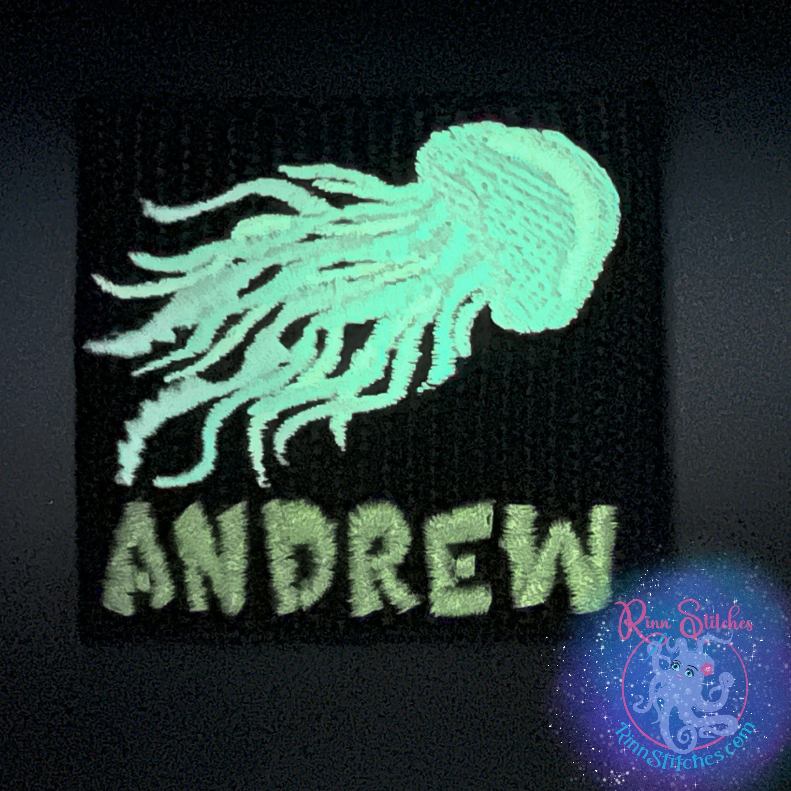 Glow in the Dark Personalized Jellyfish BCD Tag by Rinn Stitches on Maui, Hawaii