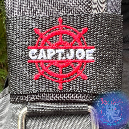 Ship Wheel Personalized BCD Tag By Rinn Stitches on Maui, Hawaii