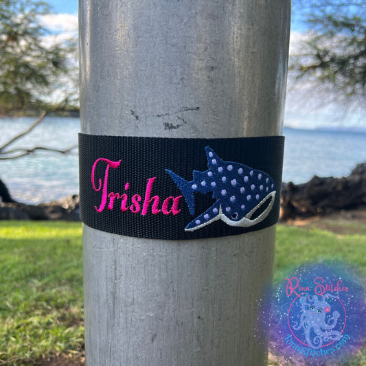 Cute Whale Shark Personalized Scuba Tank Strap by Rinn Stitches on Maui, Hawaii