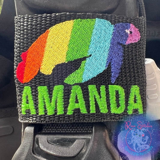 Rainbow Sea Turtle Pride Personalized & Customizable Scuba Diver BCD Identification Tag By Rinn Stitches on Maui, Hawaii