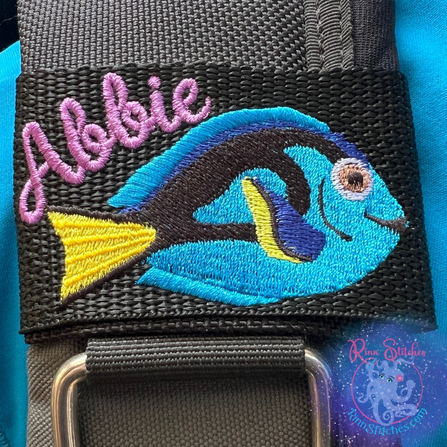 Blue Tang Tropical Fish Personalized & Customizable Scuba Diver BCD Identification Tag by Rinn Stitches on Maui, Hawaii