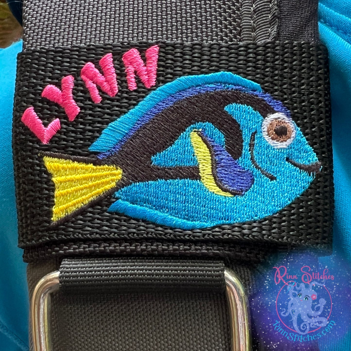 Blue Tang Tropical Fish Personalized & Customizable Scuba Diver BCD Identification Tag by Rinn Stitches on Maui, Hawaii