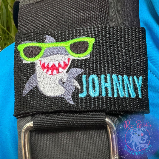 Cool Hammerhead Shark Personalized BCD Tag by Rinn Stitches on Maui, Hawaii