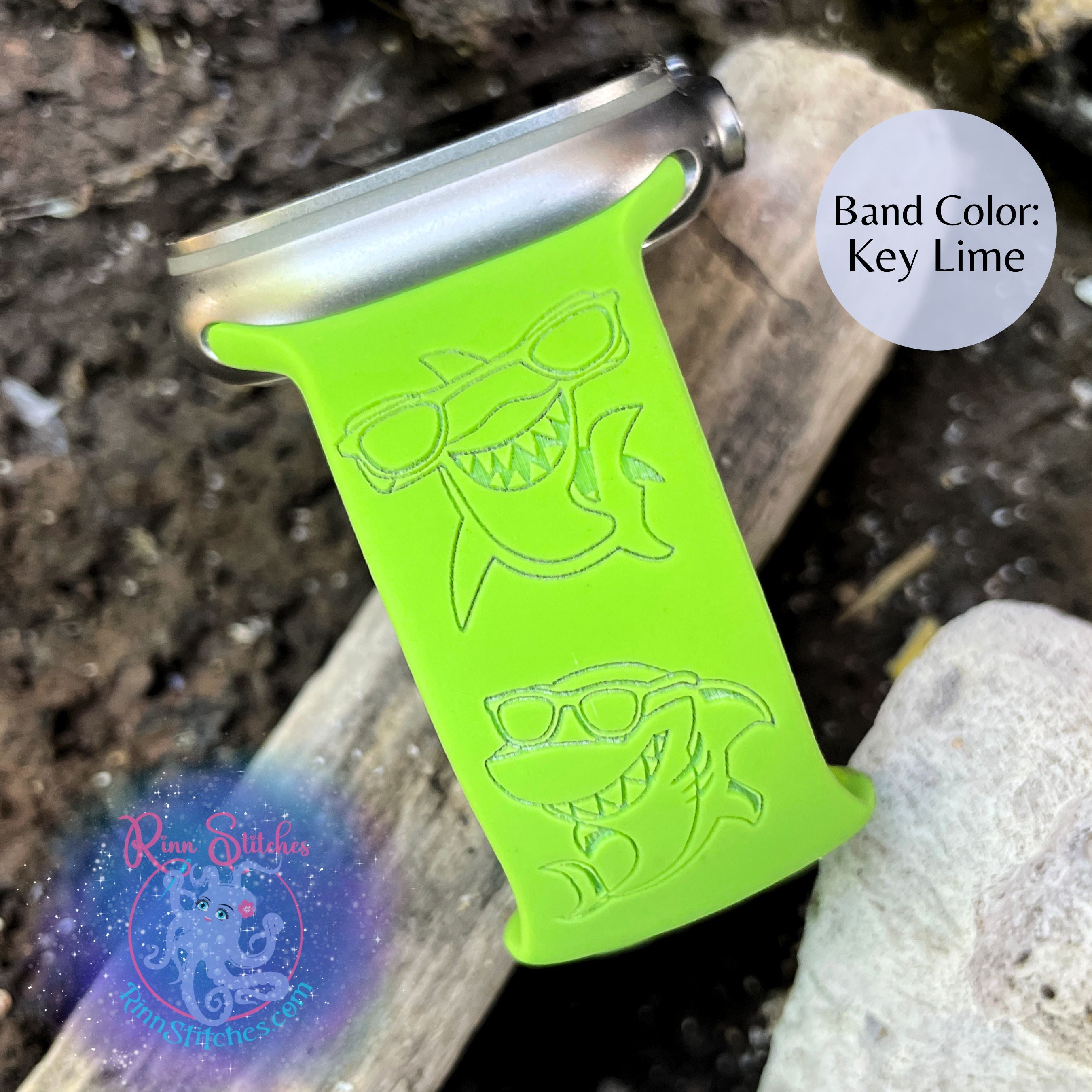 Cool Sharks Silicone Apple Watch Band - Laser Engraved