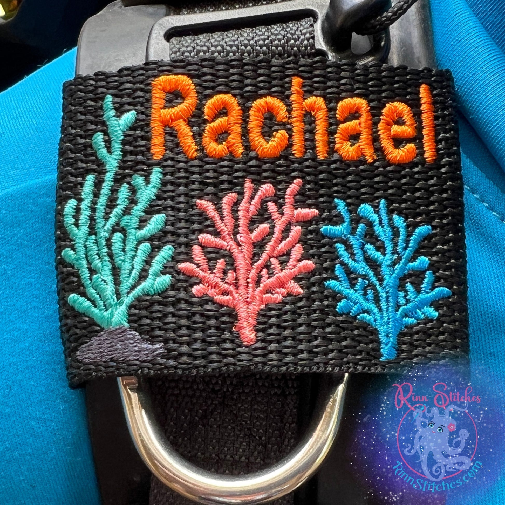 Coral Personalized BCD Tag by Rinn Stitches on Maui, Hawaii