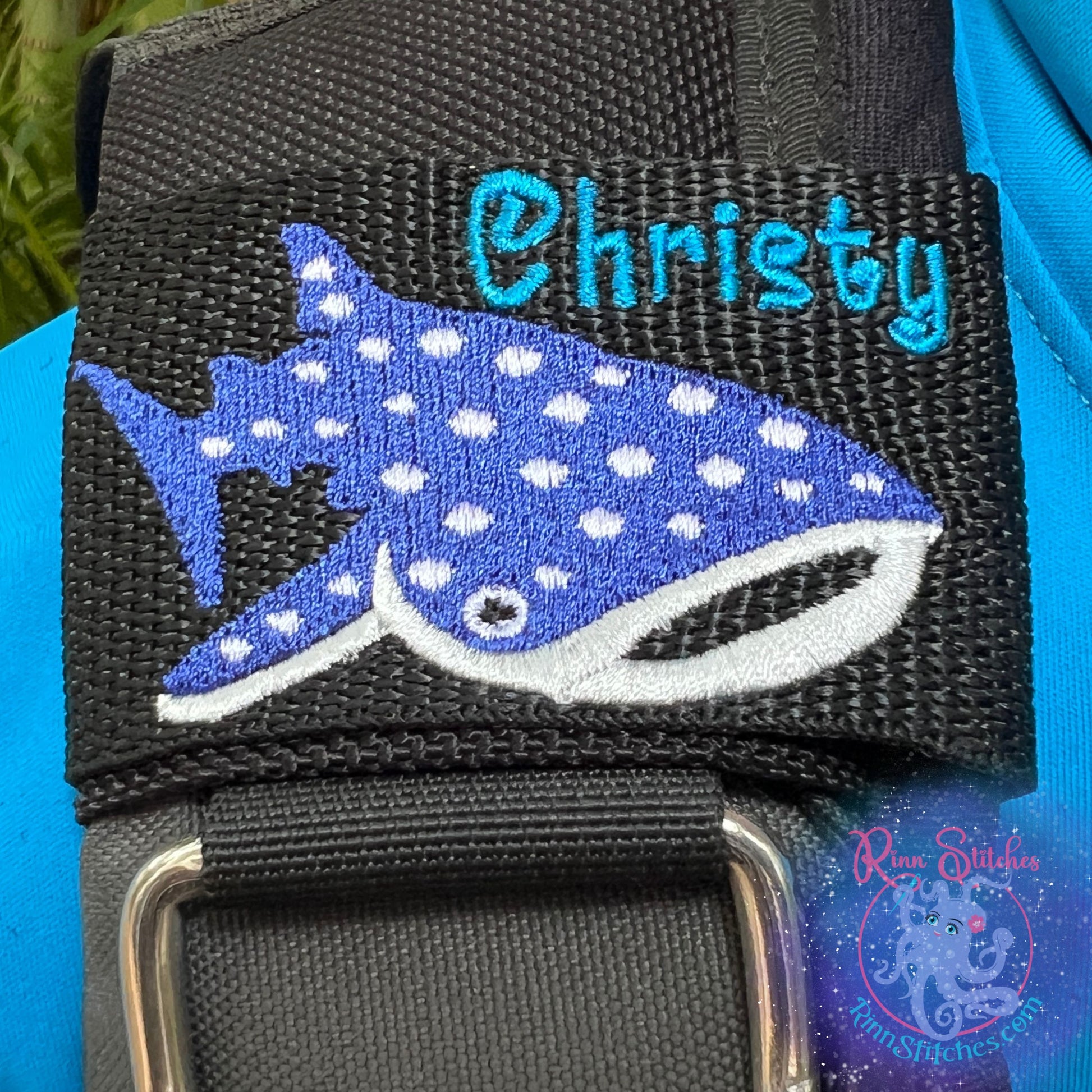 Cute Whale Shark Personalized BCD Tag by Rinn Stitches on Maui, Hawaii