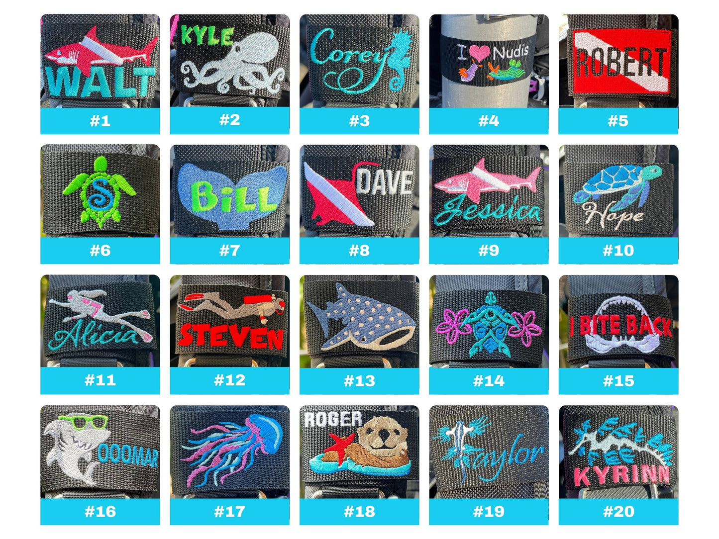 Choose any Design on our Site Personalized Scuba Tank Strap