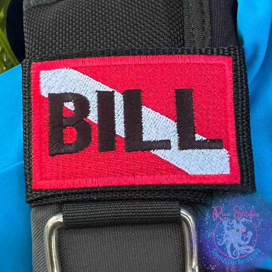Dive Flag Personalized BCD Tag by Rinn Stitches on Maui, Hawaii