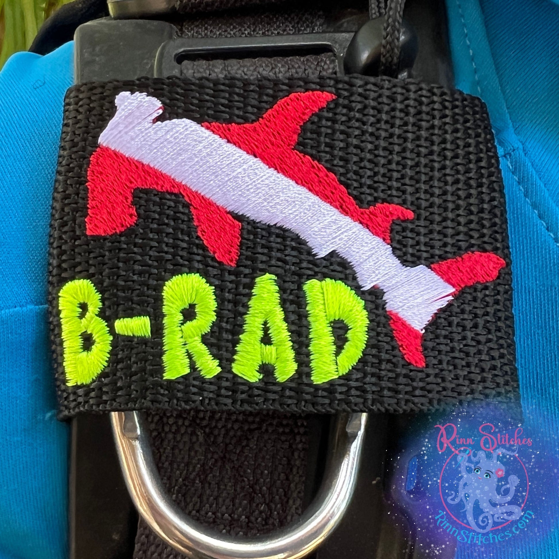 Dive Flag Hammerhead Shark Personalized BCD Tag By Rinn Stitches on Maui, Hawaii - Small BCD Jacket Size