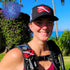 Embroidered BCD Tag & matching embroidered cap featuring and red and white tattered dive flag with a black majestic mermaid silhouette in the middle of the flag. Made by Rinn Stitches in Maui, Hawaii