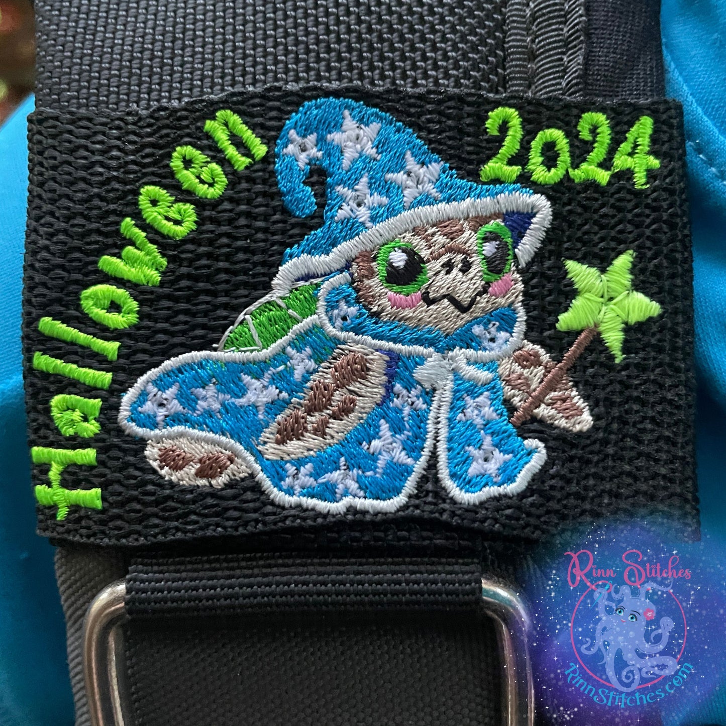 Limited Edition Halloween 2024 BCD Tag Wizard Sea Turtle with glow in the dark stars and a glow in the dark magic wand