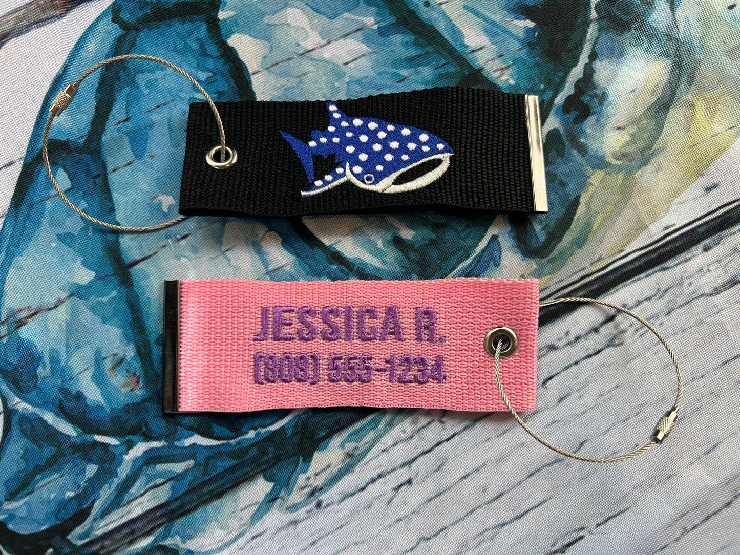Manta Ray Luggage Tag, Personalized Embroidered Bag Tag for all your Travel needs