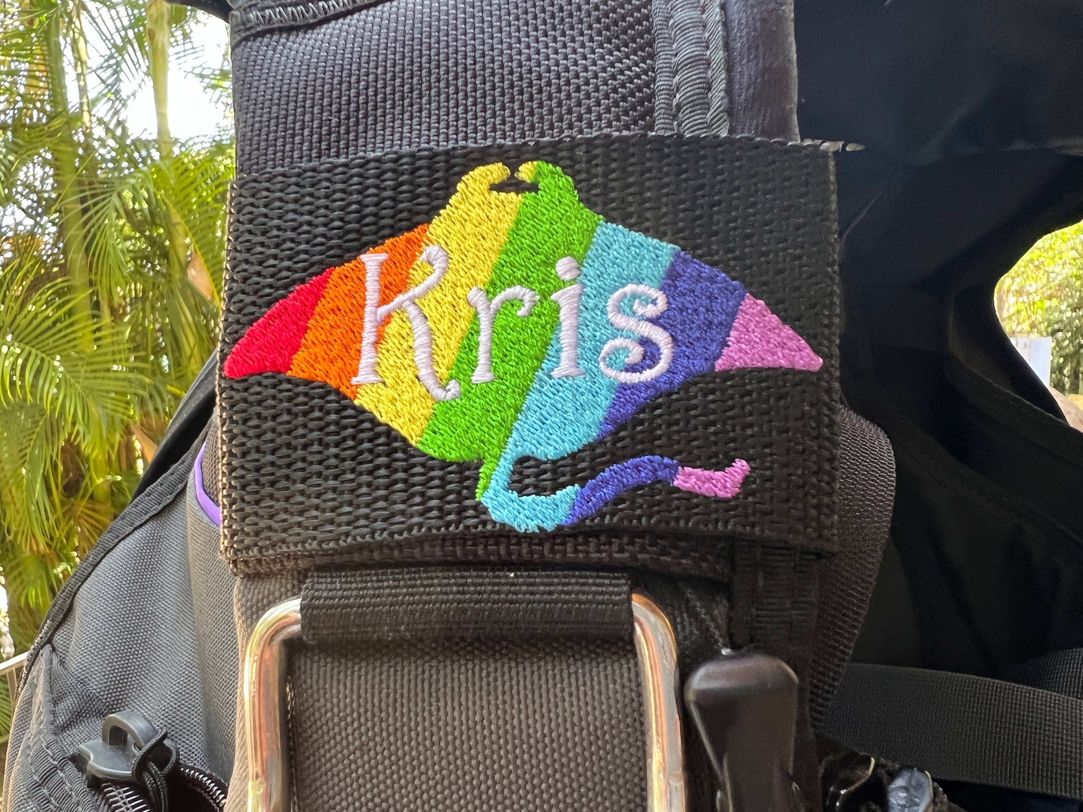 Rainbow Manta Ray Personalized BCD Tag - Rinn Stitches