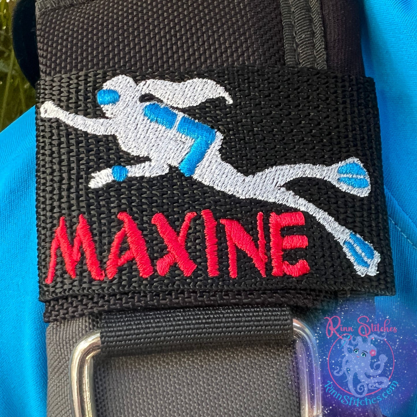Lady Diver Personalized BCD Tag by Rinn Stitches on Maui, Hawaii
