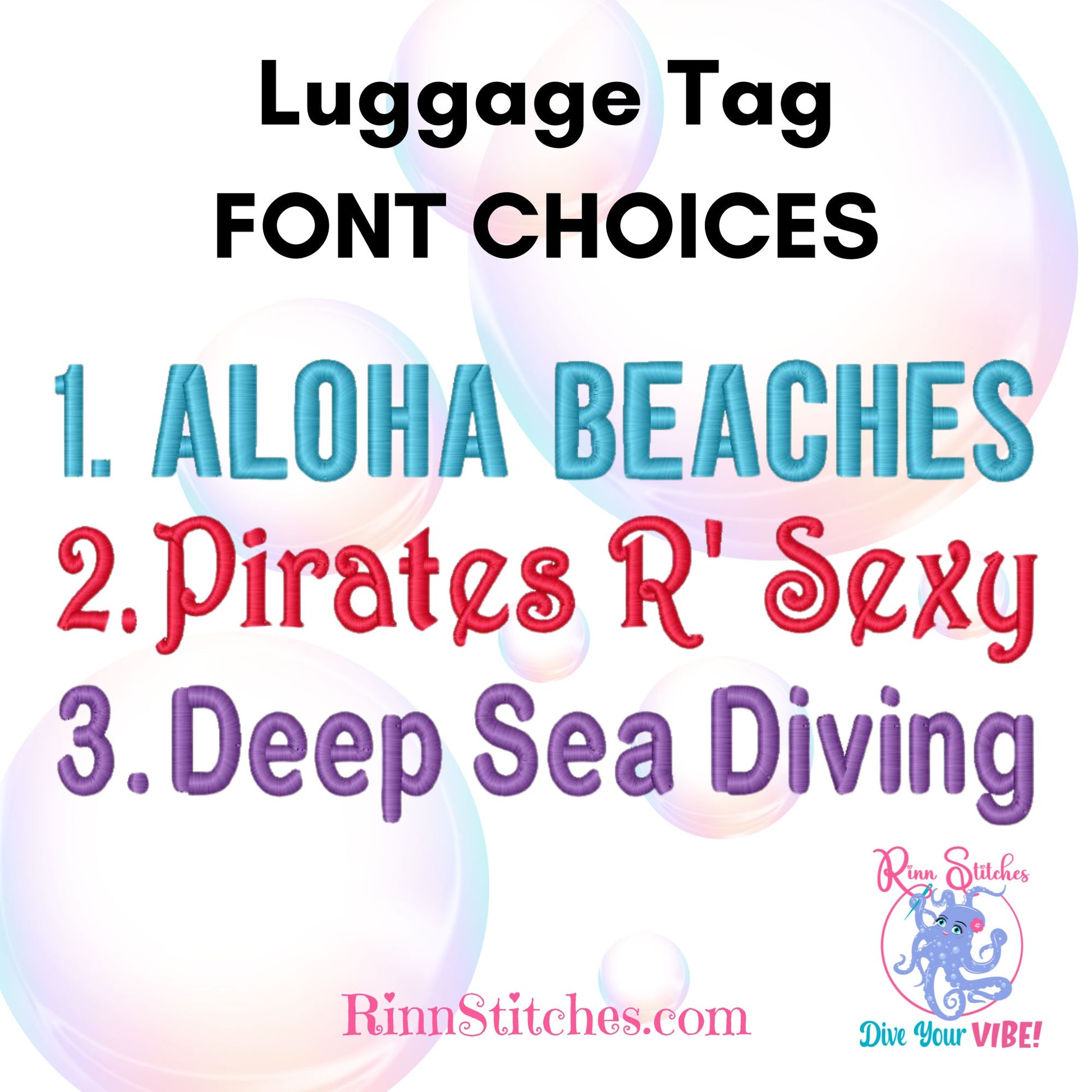 Lady Scuba Diver Luggage Tag, Personalized Embroidered Bag Tag