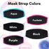 Mask strap color options with labels on a white background