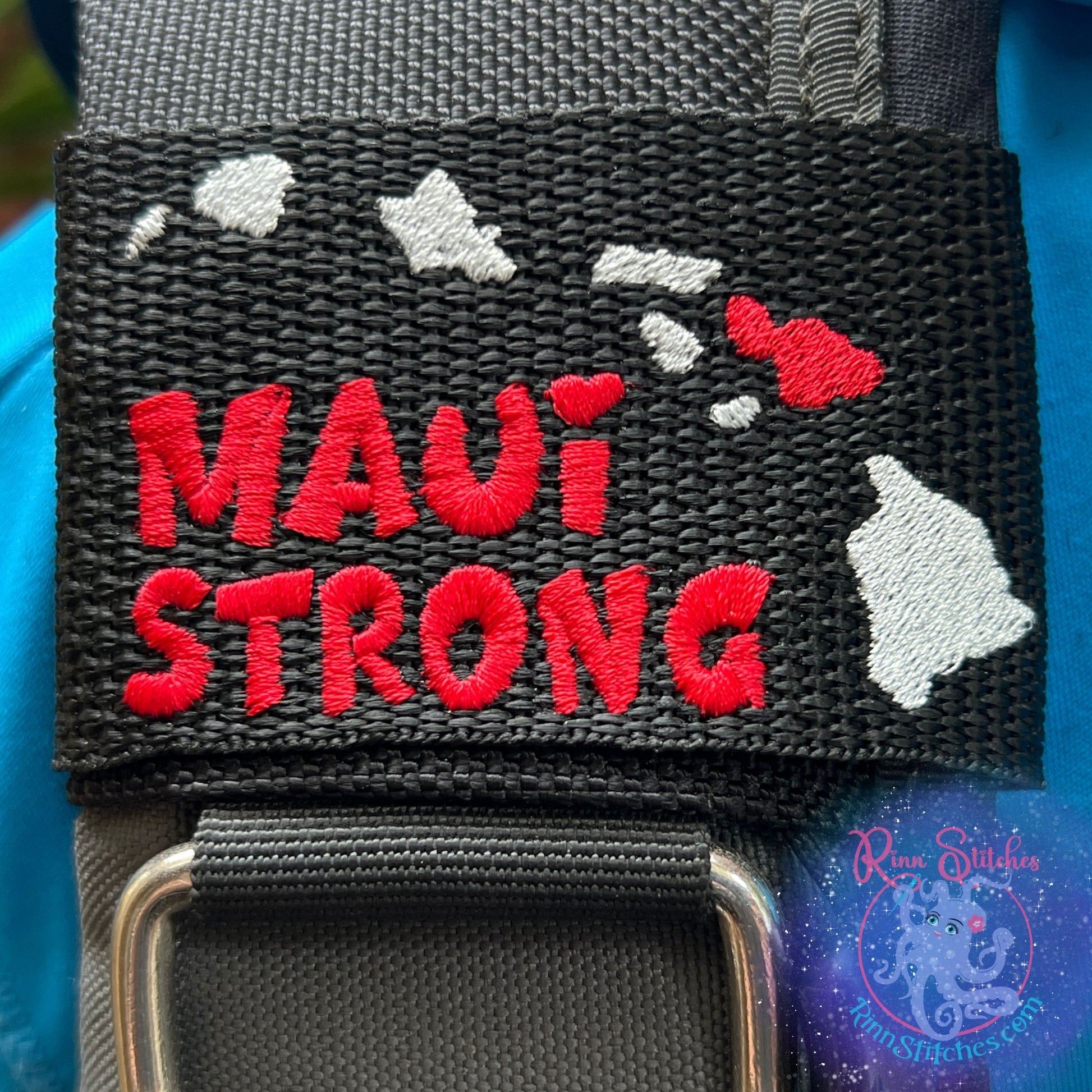 Maui Strong Embroidered BCD Tag - By Rinn Stitches Maui, Hawaii