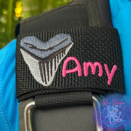 Megalodon Shark Tooth Personalized & Customizable Scuba Diver BCD Identification Tag By Rinn Stitches on Maui, Hawaii