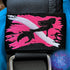 Neon Pink and white dive flag embroidered design with a black mermaid silhouette in the middle of the flag. Made by Rinn Stitches in Maui, Hawaii