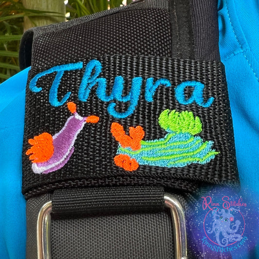 Neon Nudis Personalized BCD Tag - Nudibranch - By Rinn Stitches on Maui, Hawaii
