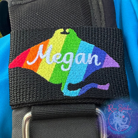 Rainbow Manta Ray Personalized BCD Tag - Rinn Stitches
