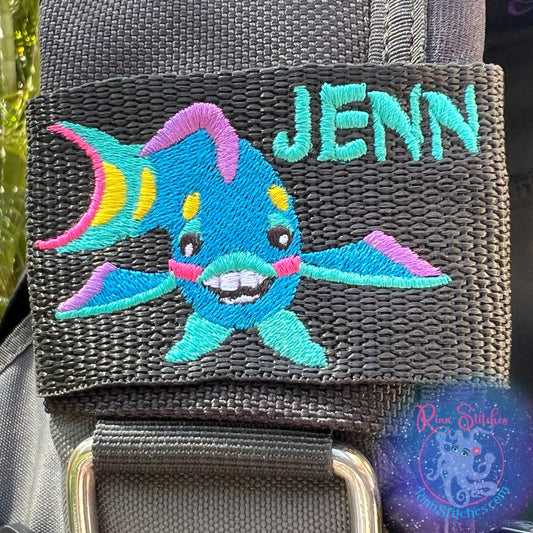 Rainbow Parrot Fish Personalized & Customizable Scuba Diver BCD Identification Tag by Rinn Stitches on Maui, Hawaii