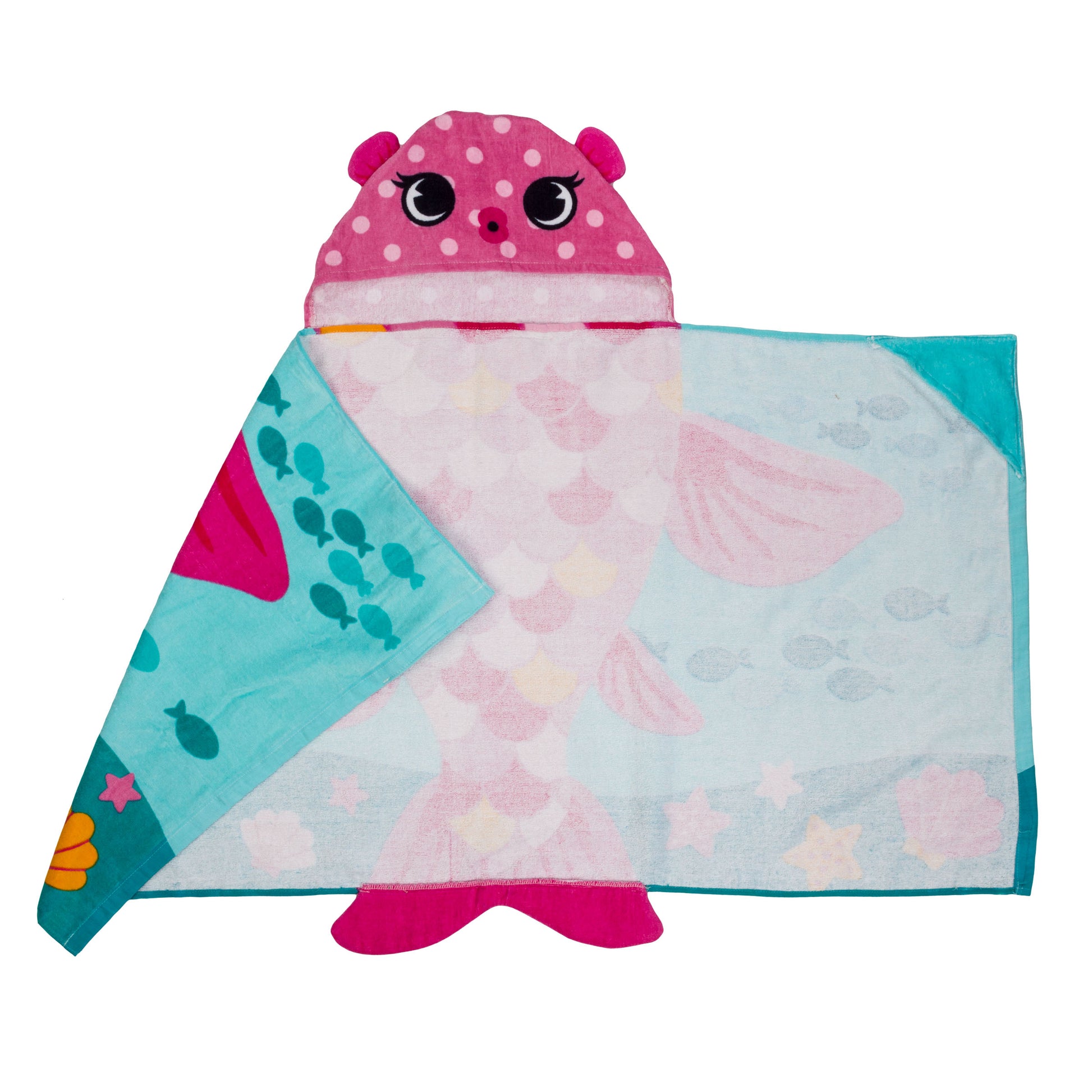 Pink Fish Hooded Towel with Personalization