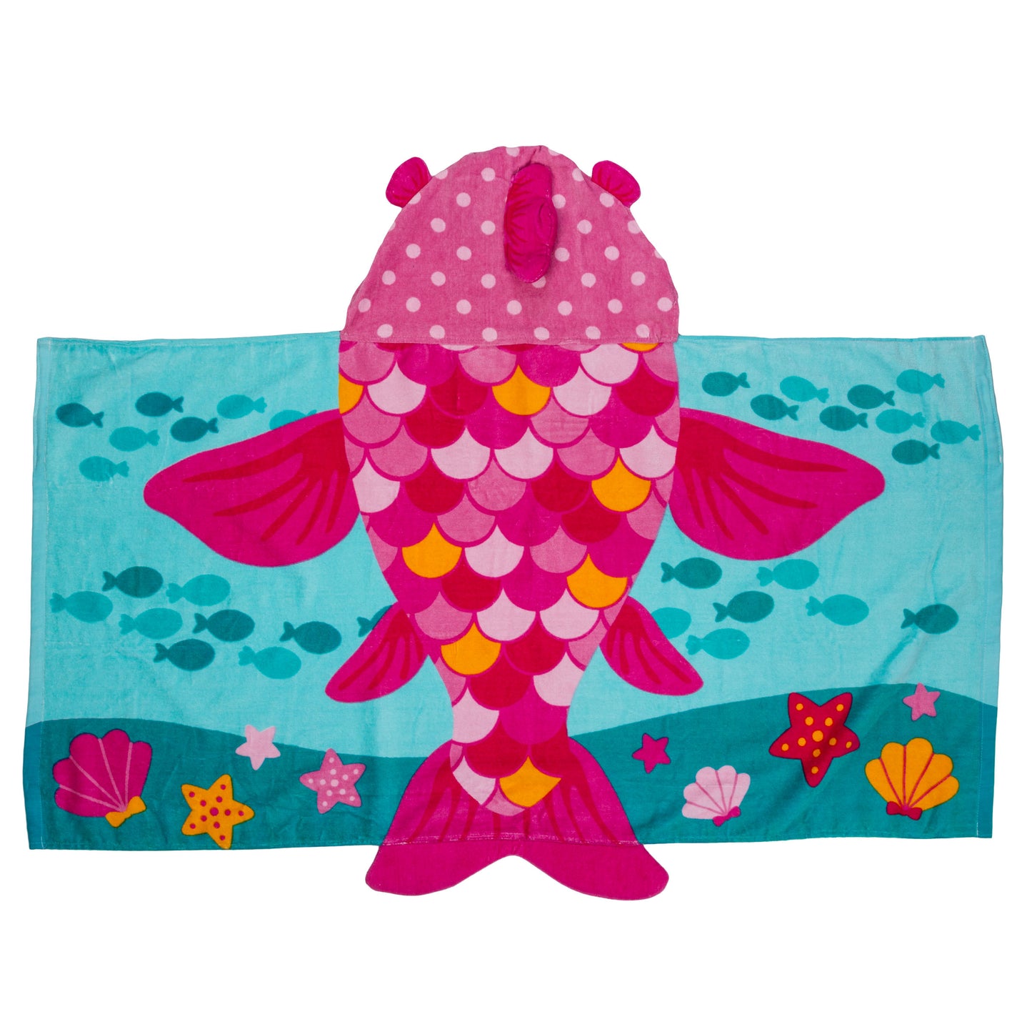 Pink Fish Hooded Towel with Personalization