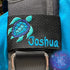 Sea Turtle Design Teal, Ocean, Blue Abyss Shell Personalized Embroidered BCD Tag by Rinn Stitches on Maui, Hawaii