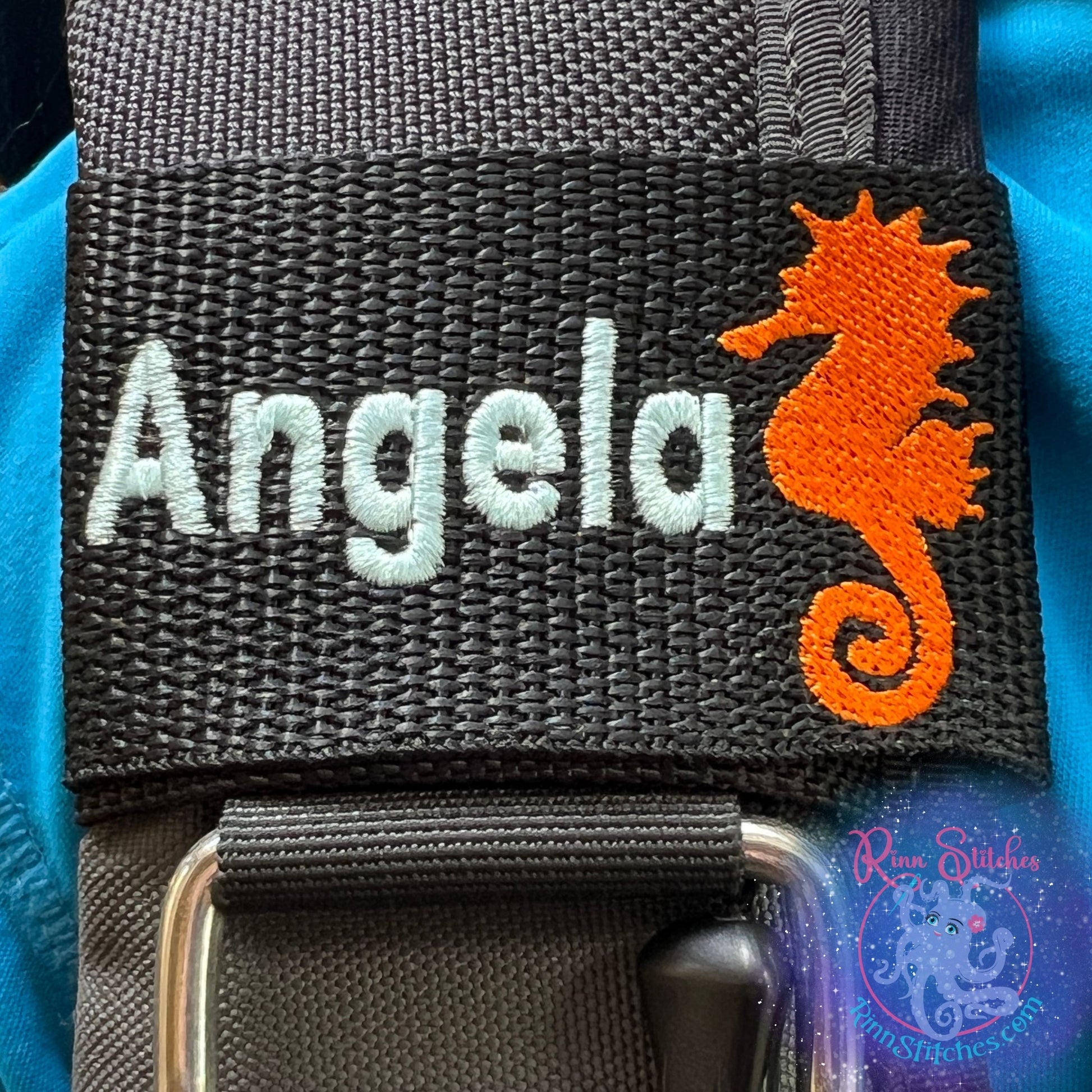 Seahorse Personalized BCD Tag by Rinn Stitches on Maui, Hawaii