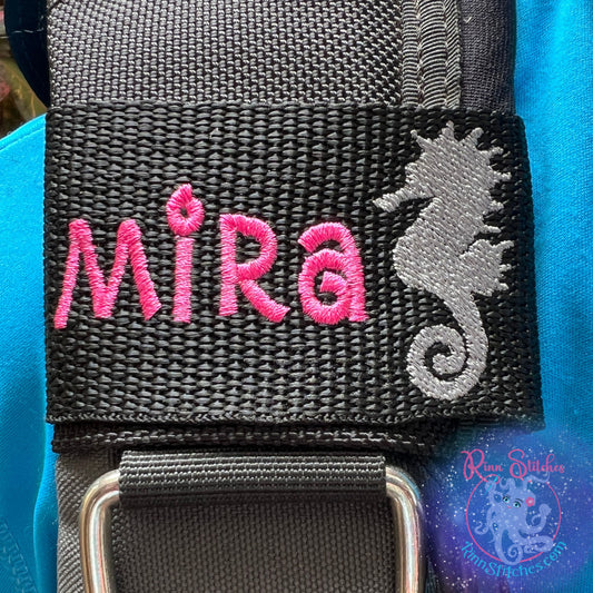 Seahorse Personalized BCD Tag by Rinn Stitches on Maui, Hawaii