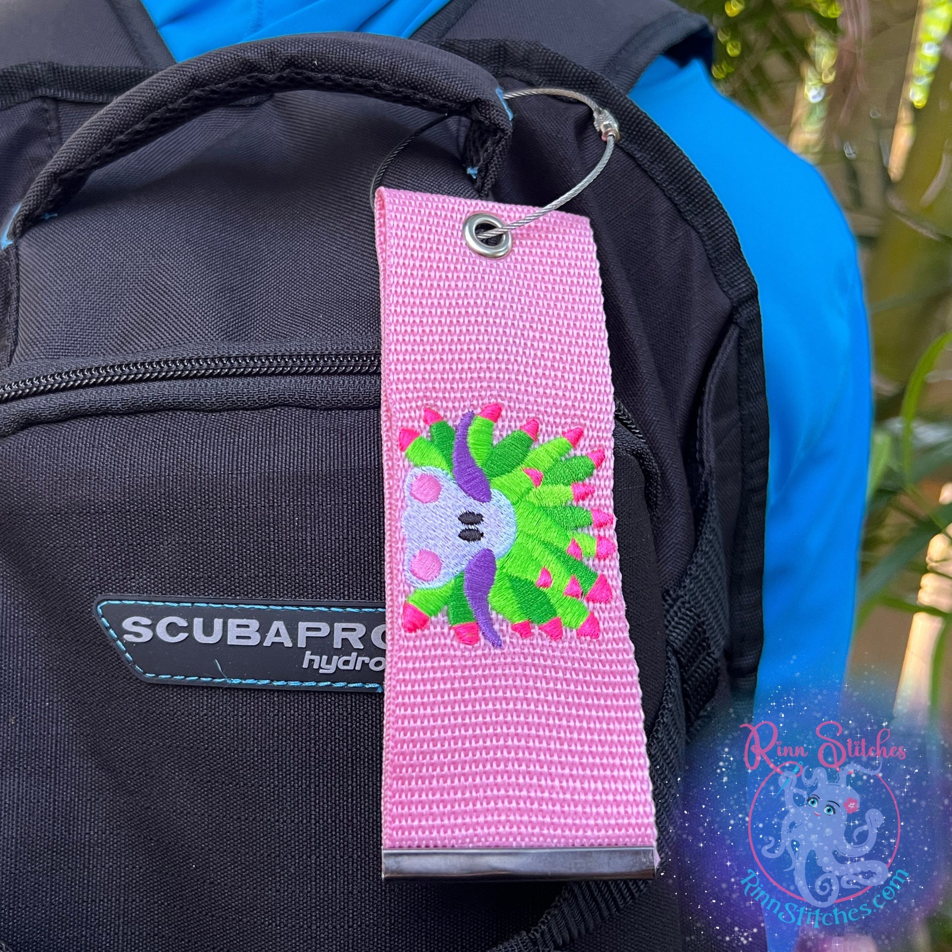 Sheep Nudibranch Luggage Tag, Personalized Embroidered Bag Tag for all your Travel needs by Rinn Stitches in Maui, Hawaii