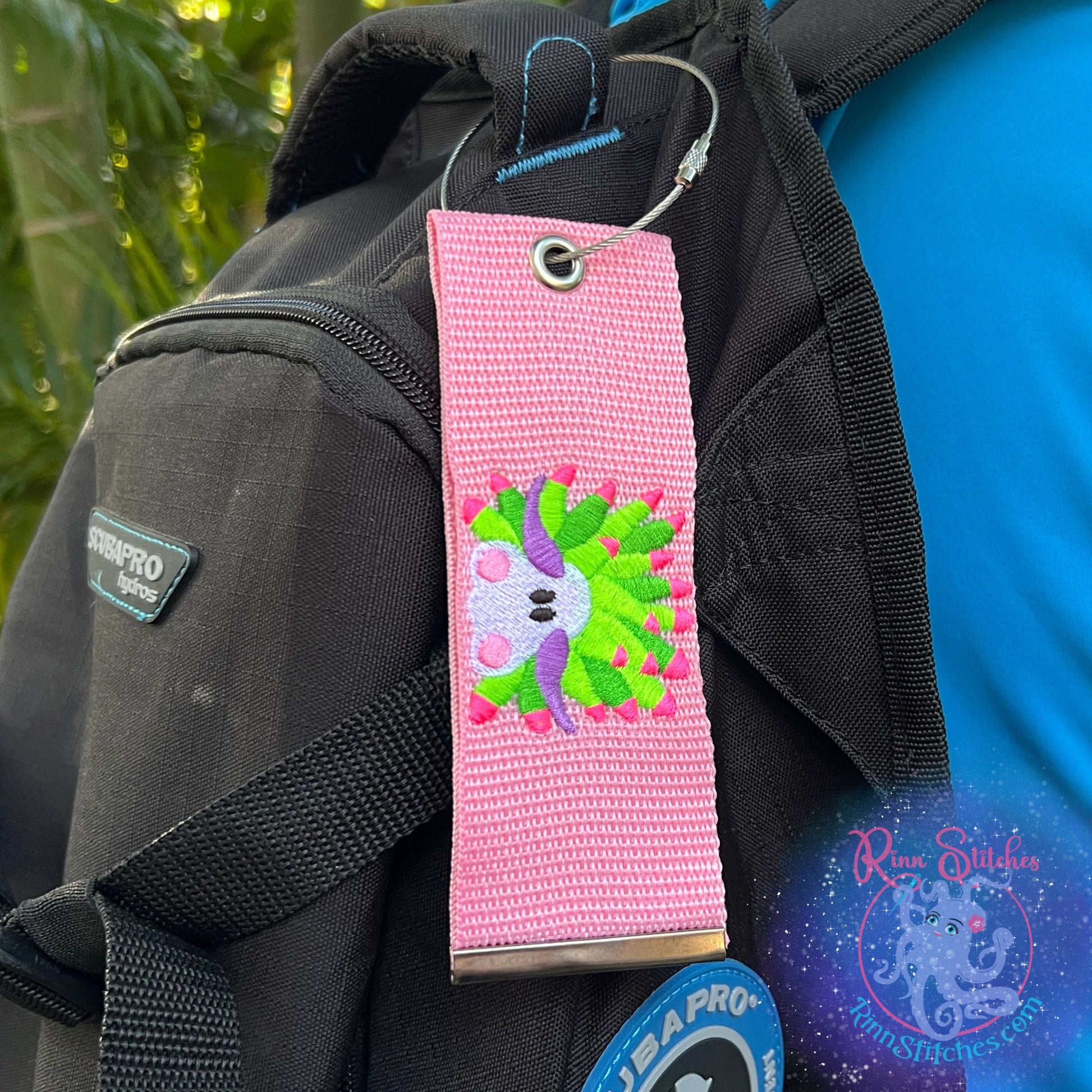 Sheep Nudibranch Luggage Tag, Personalized Embroidered Bag Tag for all your Travel needs by Rinn Stitches in Maui, Hawaii