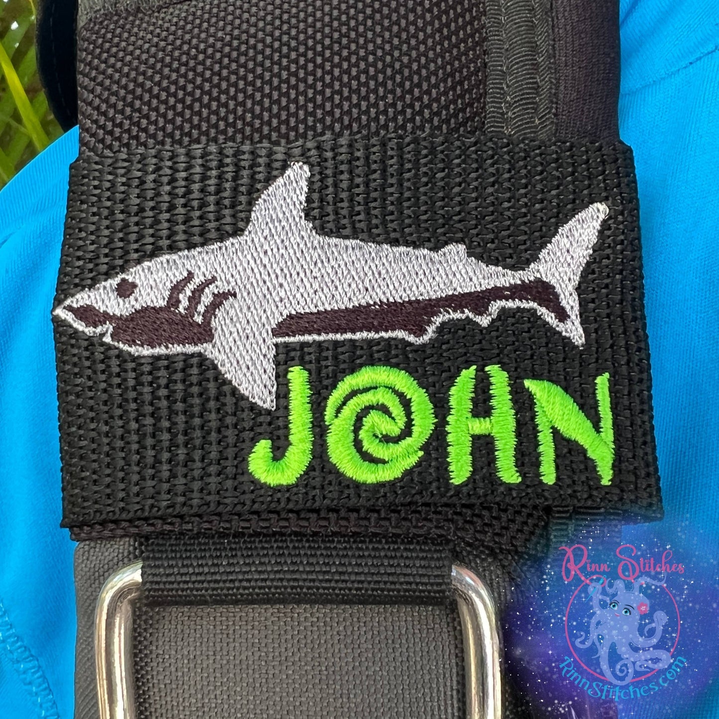 Shark Personalized BCD Tag By Rinn Stitches on Maui, Hawaii