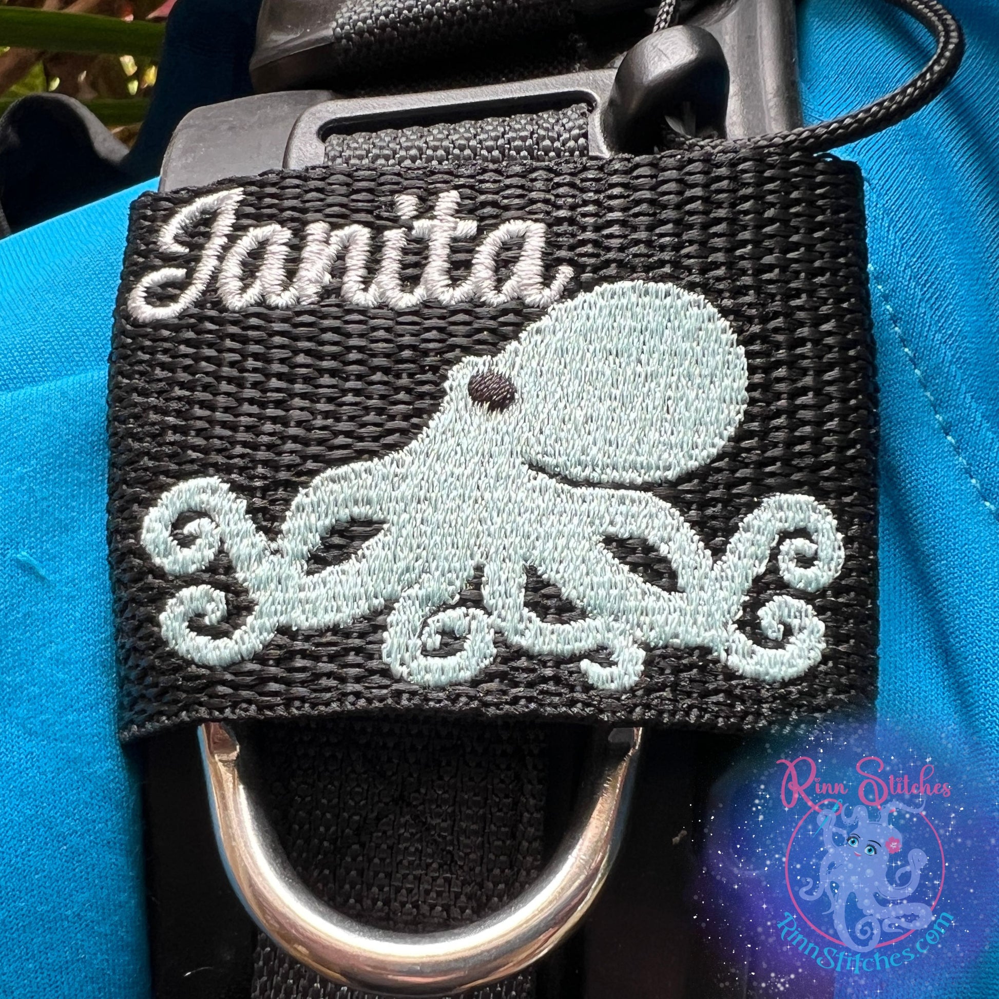 Tako (Octopus) | Personalized & Customizable Scuba Diver BCD Identification Tag | Made on Maui | Scuba Diver Gift | Rinn Stitches Creative & Unique Embroidery - Small Jacket Size - Scuba Pro Hydros - Zeagle Zena